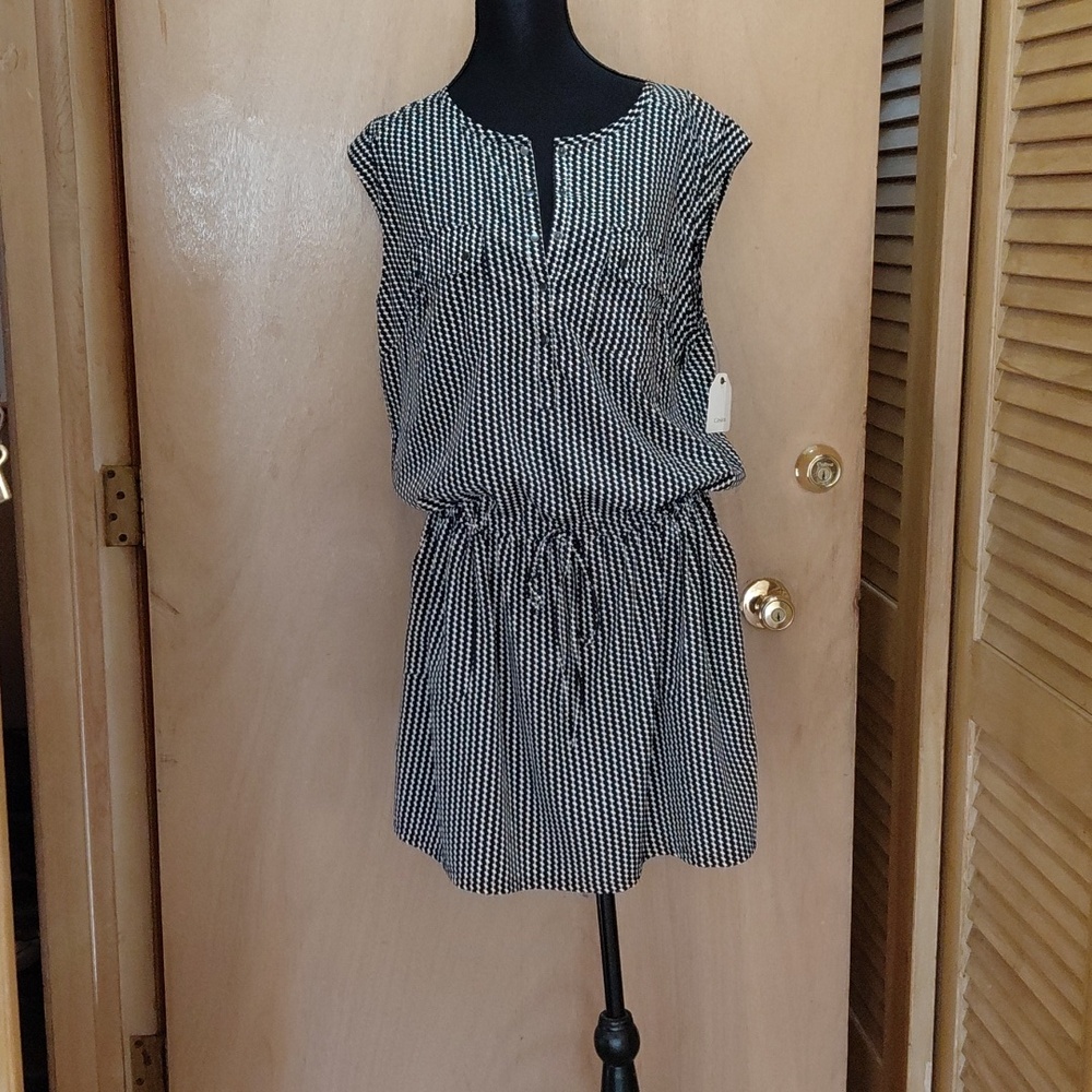 Black and Cream Check Mini Dress